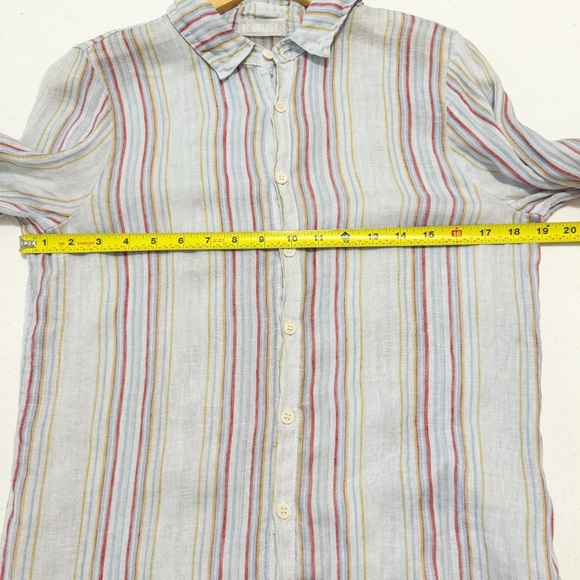 CP Shades Romy Blue Striped Linen Button Down Top XS - Picture 9 of 12